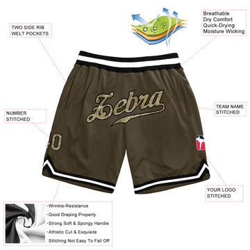 Custom Olive Camo-Black Authentic Throwback Salute To Service Basketball Shorts