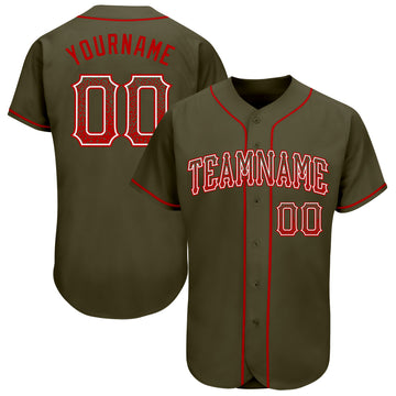 Custom Olive Red-White Authentic Drift Fashion Salute To Service Baseball Jersey