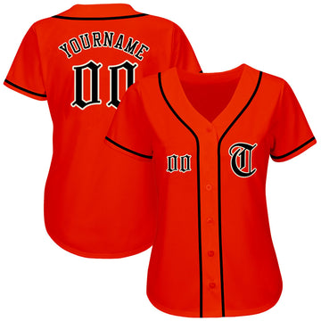 Custom Orange Black-Cream Authentic Baseball Jersey