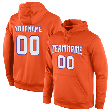 Custom Stitched Orange White-Purple Sports Pullover Sweatshirt Hoodie