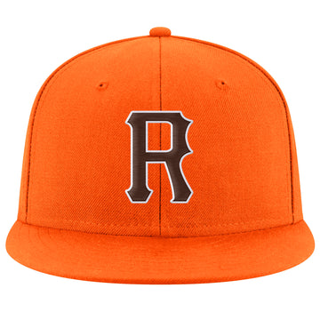 Custom Orange Brown-White Stitched Adjustable Snapback Hat