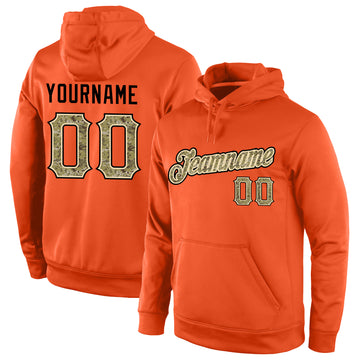 Custom Stitched Orange Camo-Cream Sports Pullover Sweatshirt Hoodie