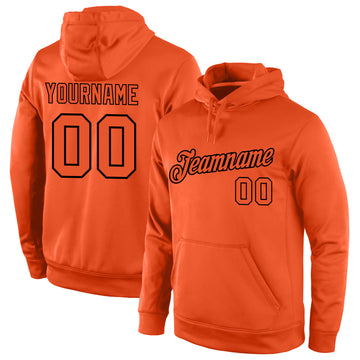 Custom Stitched Orange Orange-Black Sports Pullover Sweatshirt Hoodie