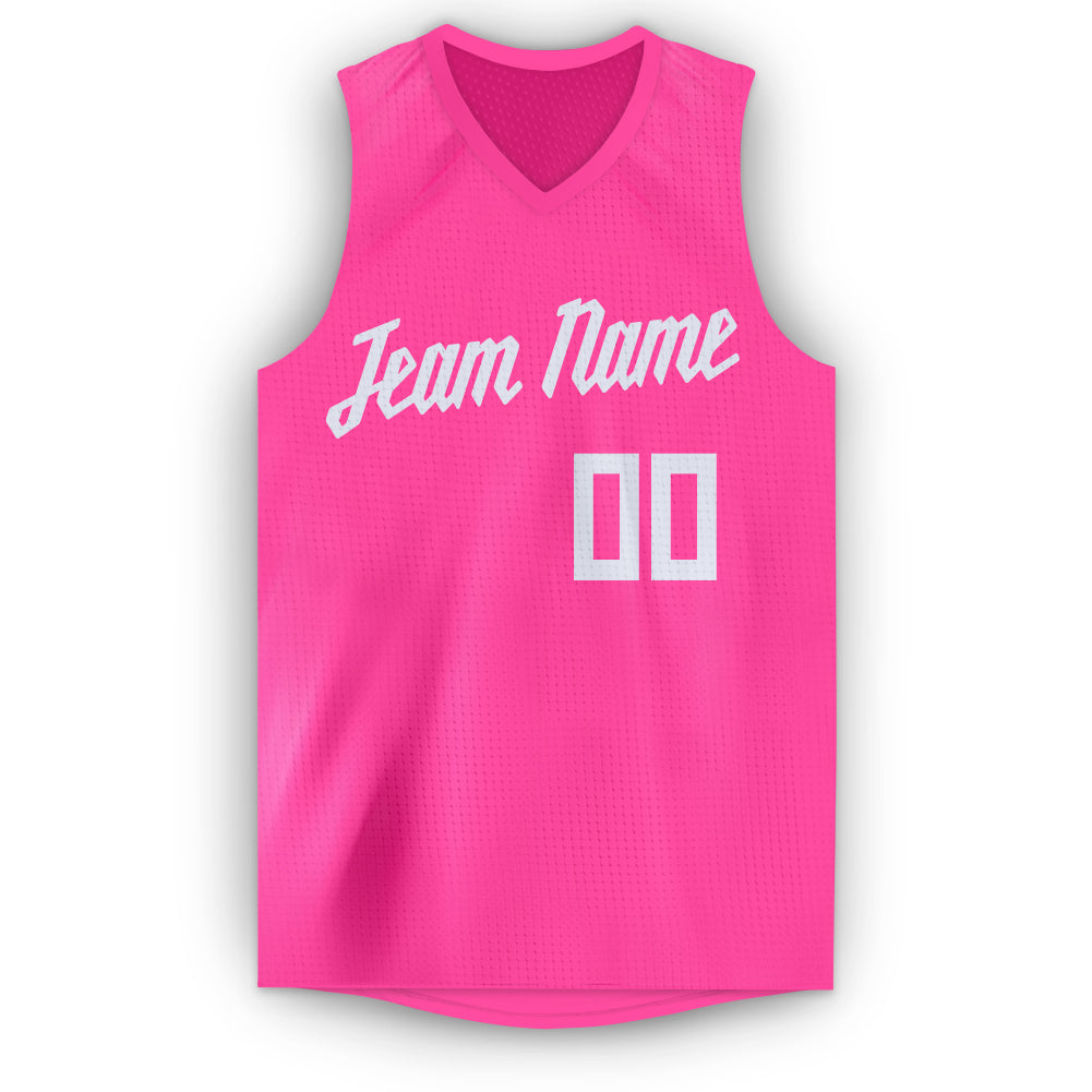 KXK Custom White Pink Double Side Sets Basketball Jersey