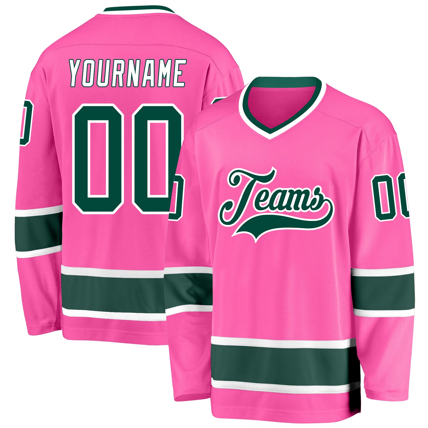 Custom Hockey Jersey Neon Green Navy-Pink