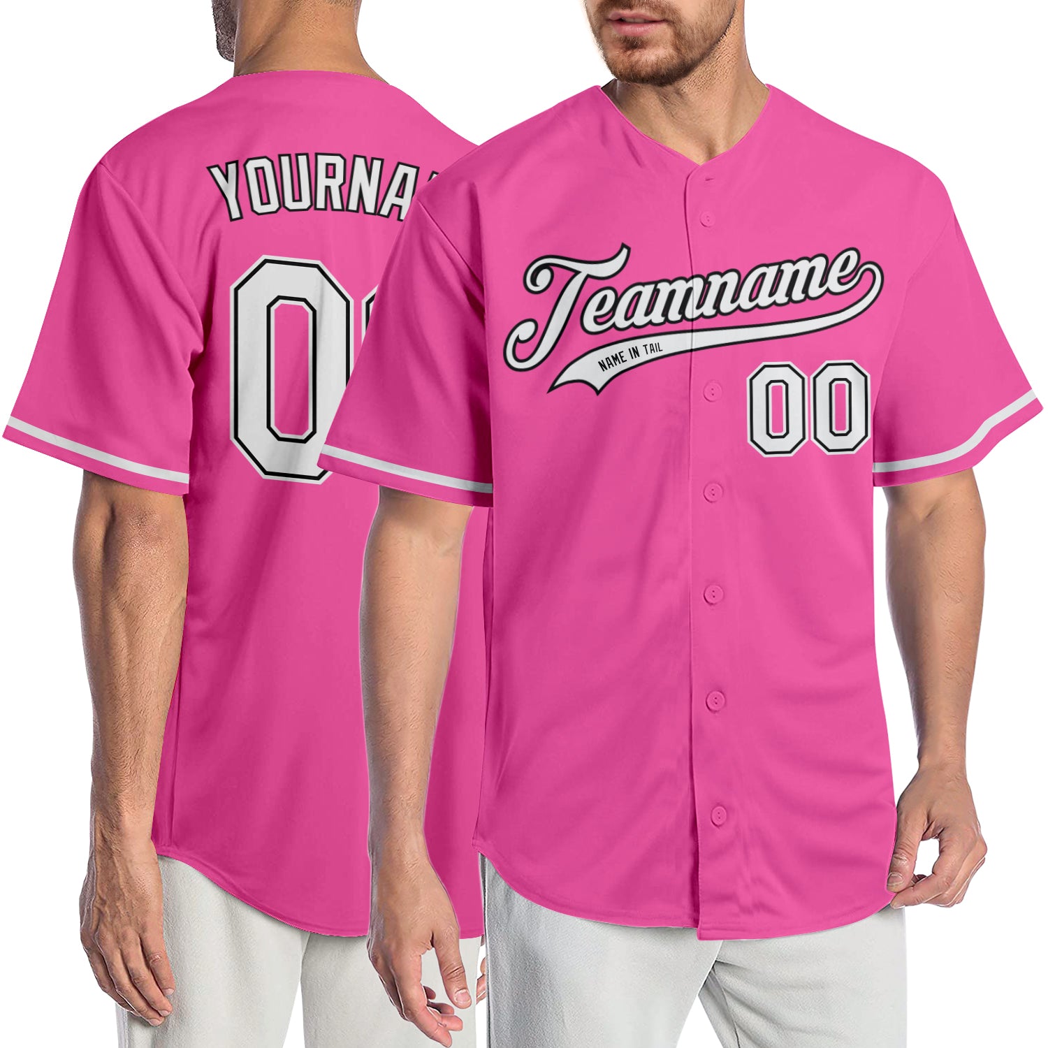 Custom Pink White-Black Authentic Baseball Jersey Discount