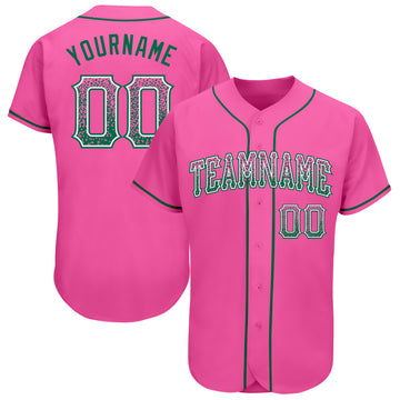 Custom Pink Kelly Green-White Authentic Drift Fashion Baseball Jersey