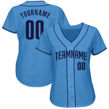 Custom Powder Blue Navy Authentic Baseball Jersey