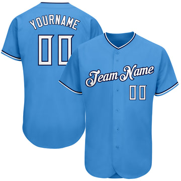 Custom Powder Blue White-Navy Authentic Baseball Jersey