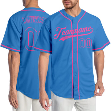 Custom Powder Blue Powder Blue-Pink Authentic Baseball Jersey