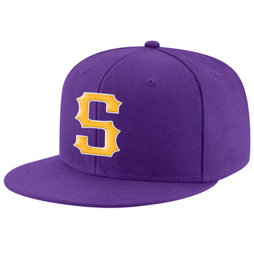 Custom Purple Gold-White Stitched Adjustable Snapback Hat