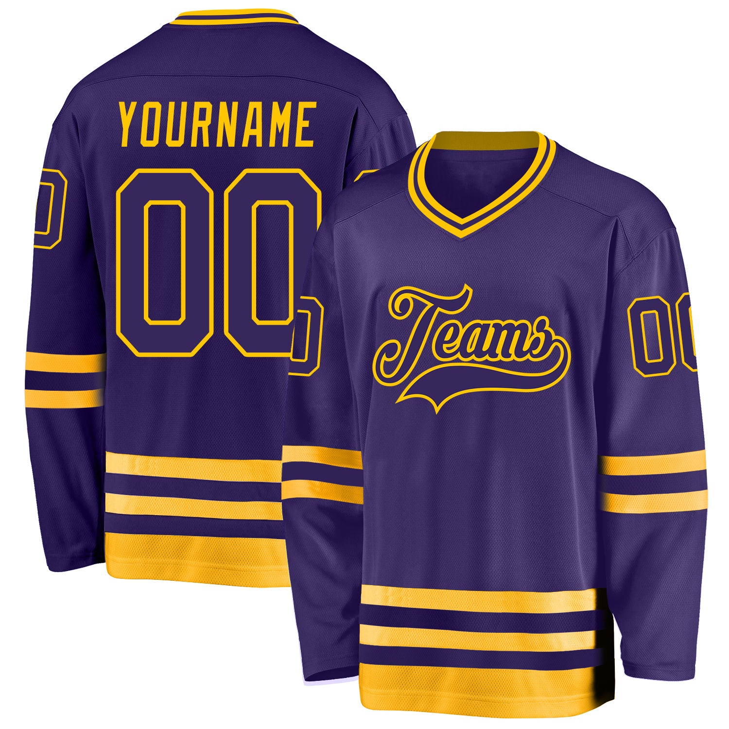 Green Gold Purple Sublimated Hockey Jerseys Custom Design | YoungSpeeds