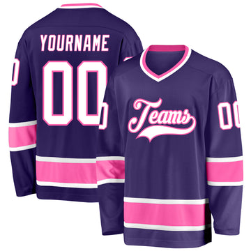 Custom Purple Black-Old Gold Hockey Jersey