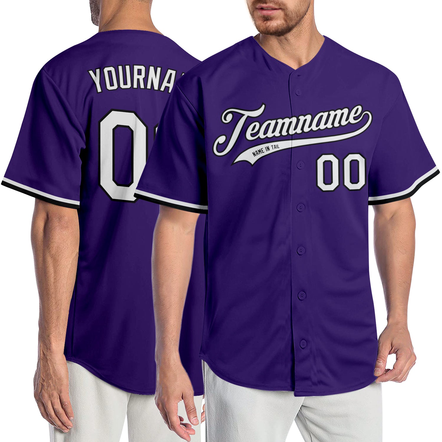 Custom Purple Baseball Jersey With White Piping Customized 