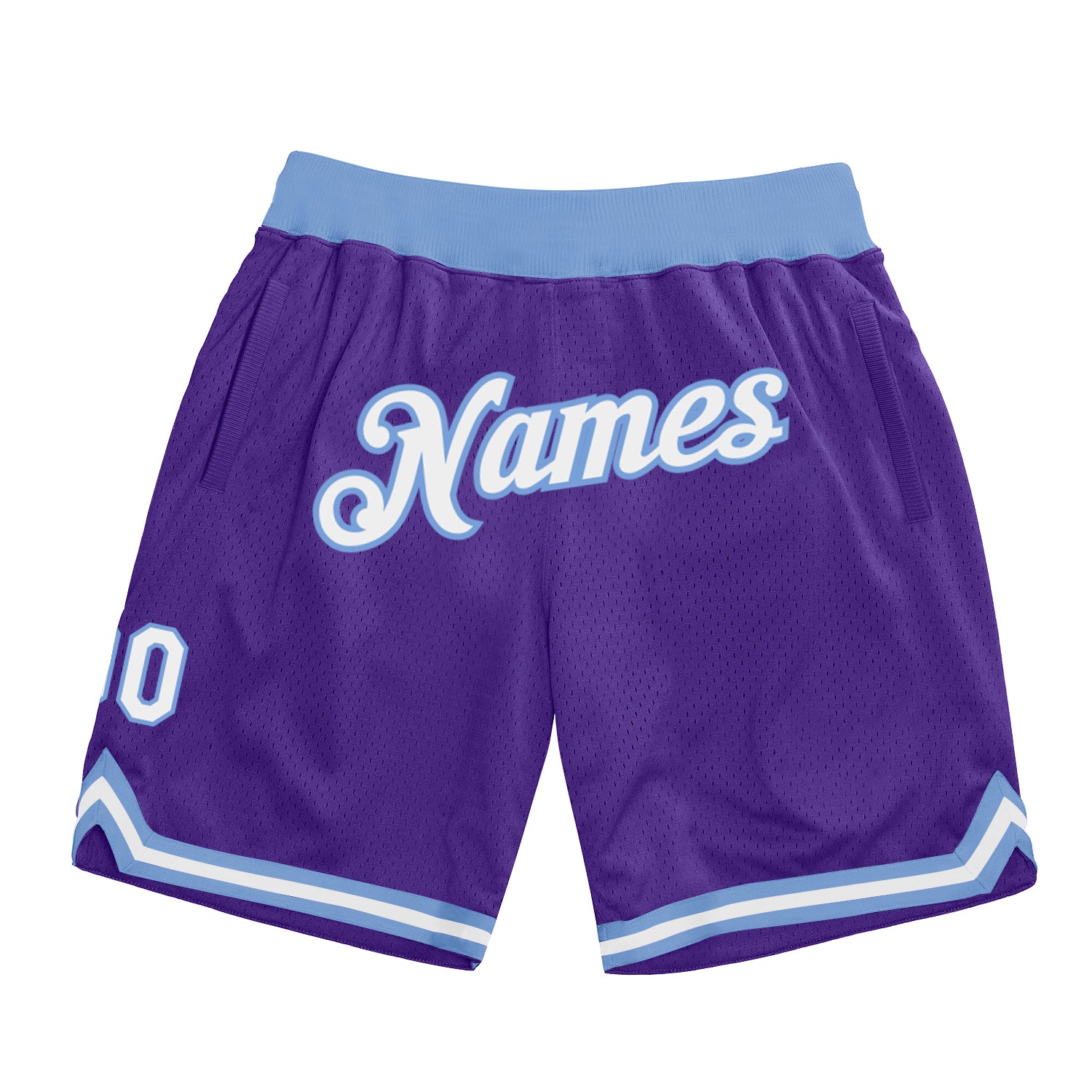 Custom Purple White-Light Blue Authentic Throwback Basketball Shorts  Discount