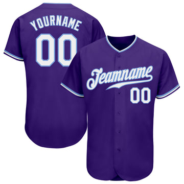 Custom Purple White-Light Blue Authentic Baseball Jersey