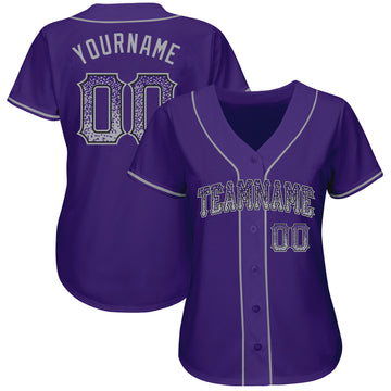 Custom Purple Gray-Black Authentic Drift Fashion Baseball Jersey