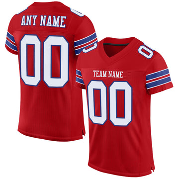 Custom Red White-Royal Mesh Authentic Football Jersey