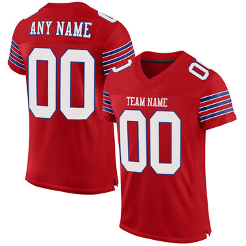 Custom Red White-Royal Mesh Authentic Football Jersey