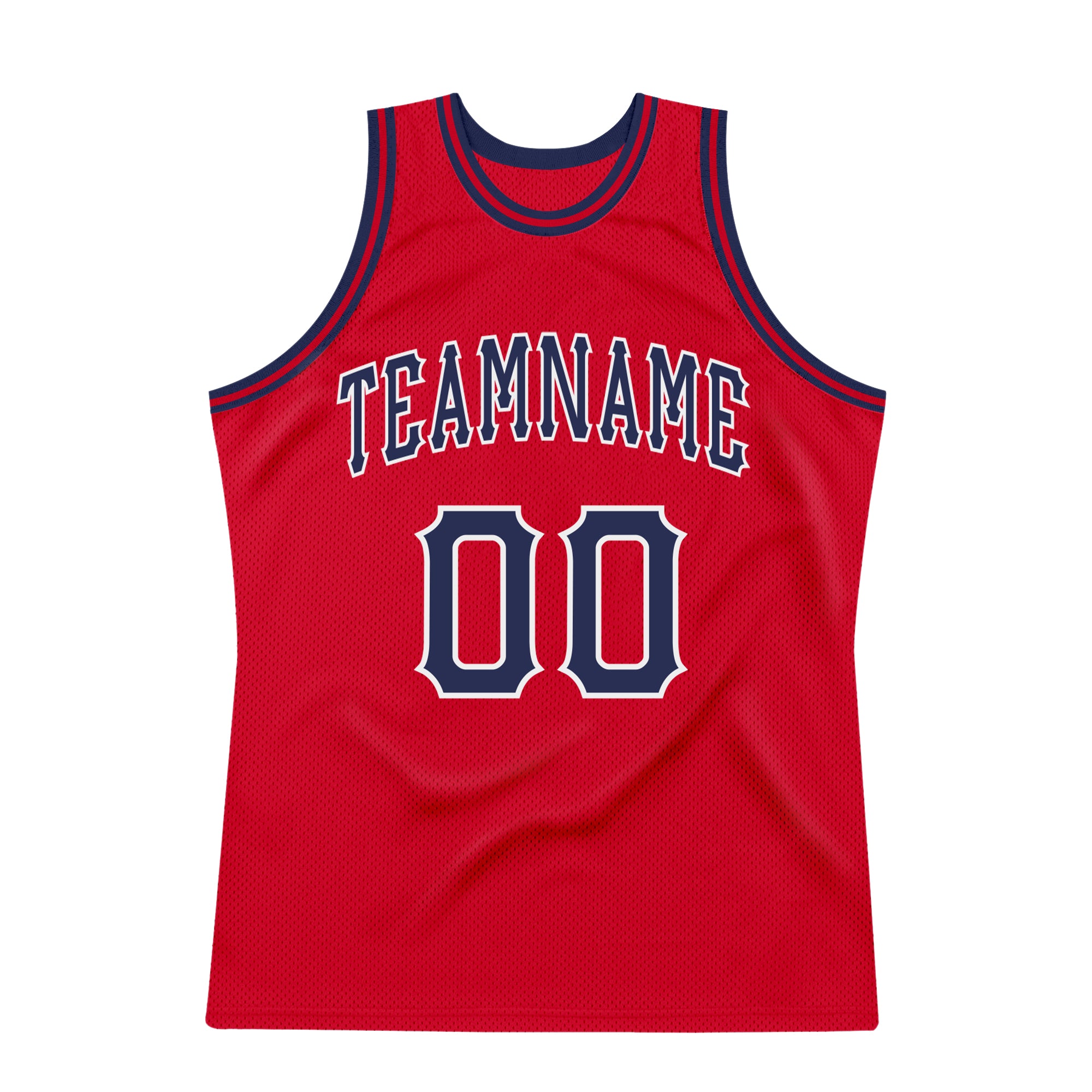 Custom Team White Basketball Authentic Red Throwback Jersey Navy