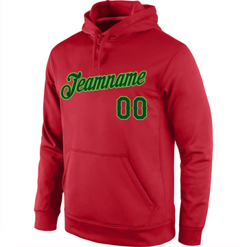 Custom Stitched Red Green-Neon Green Sports Pullover Sweatshirt Hoodie