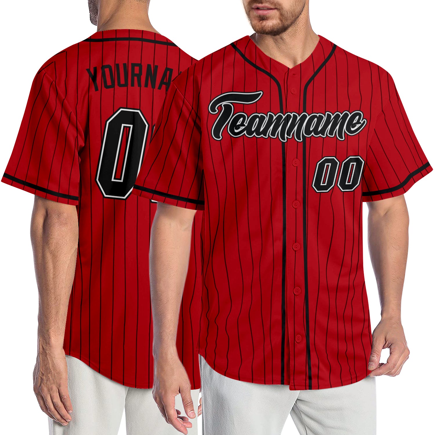 Custom Baseball Jersey Red White-Black