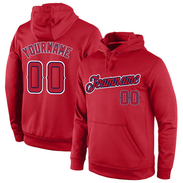 Custom Stitched Red Red-Navy Sports Pullover Sweatshirt Hoodie