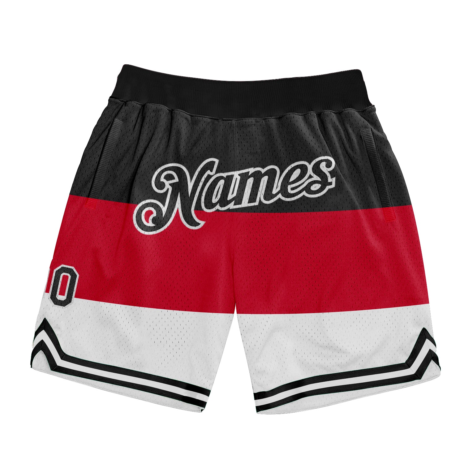 Custom Red Black-White 3D Pattern Design Multicolor Authentic Basketball  Shorts Discount