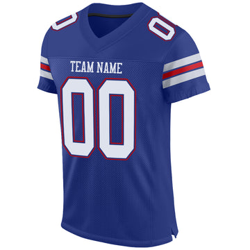 Custom Royal White-Red Mesh Authentic Football Jersey