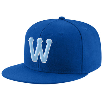 Custom Royal Light Blue-White Stitched Adjustable Snapback Hat