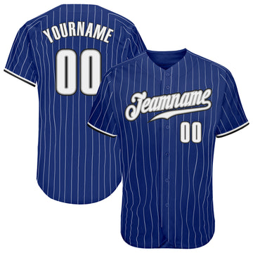 Custom Royal White Pinstripe Red Authentic Baseball Jersey