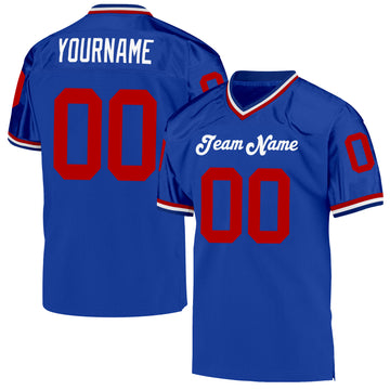 Custom Royal Red-White Mesh Authentic Throwback Football Jersey