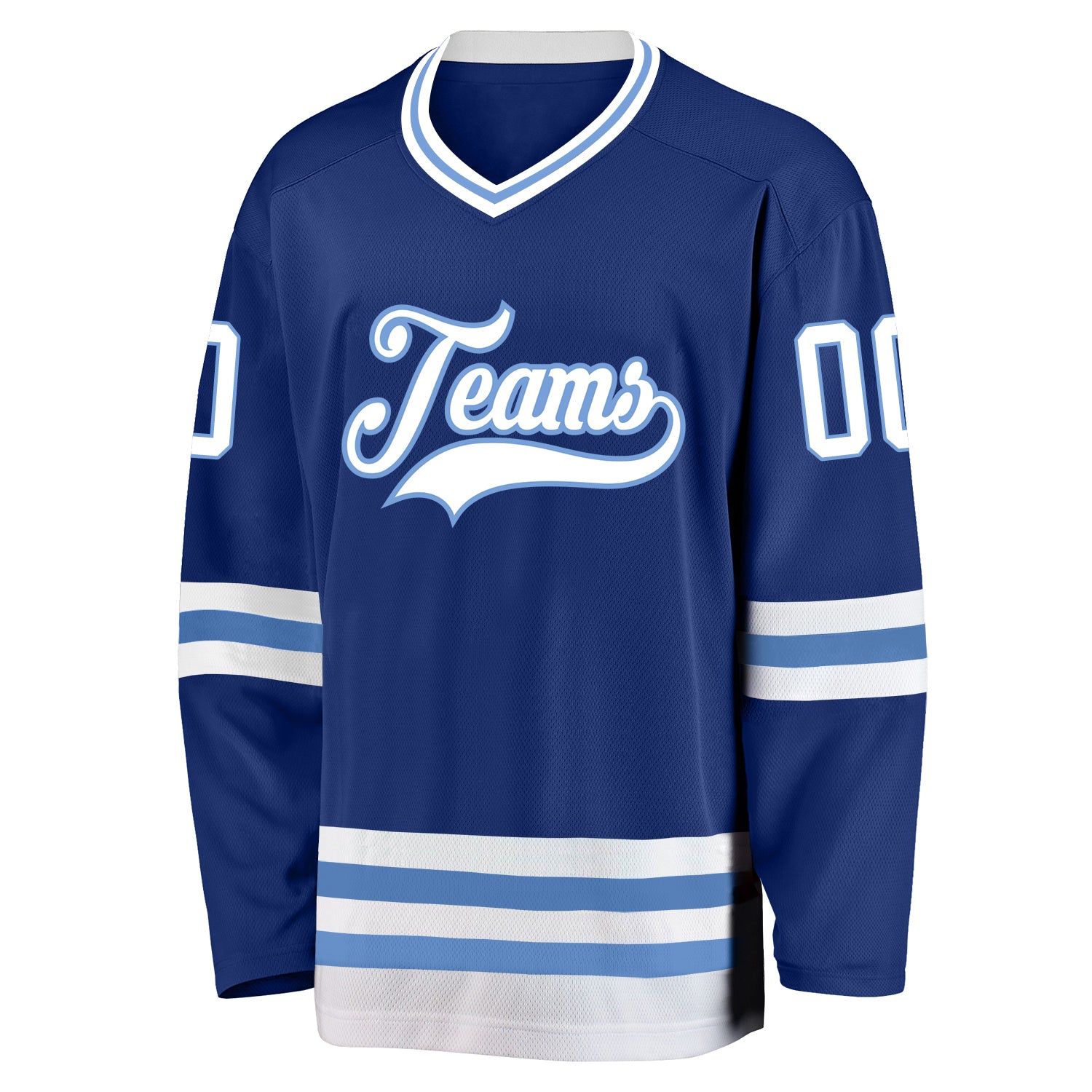Custom Light Blue White-Gold Hockey Jersey Men's Size:3XL