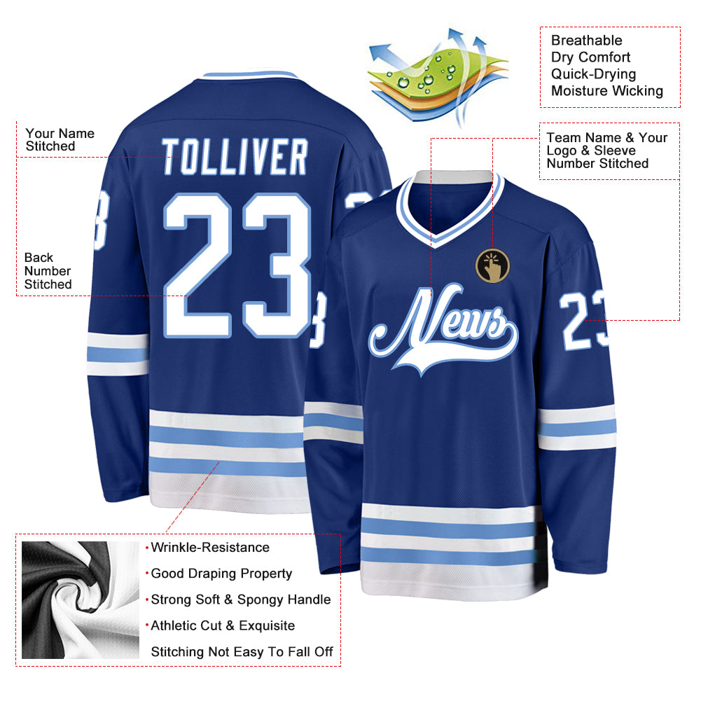  Pullonsy Royal Blue Custom Ice Hockey Jersey for Men