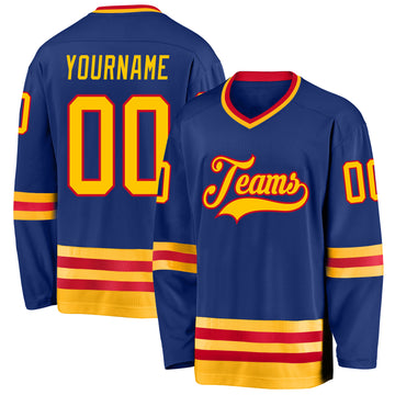 Custom Royal Gold-Red Hockey Jersey