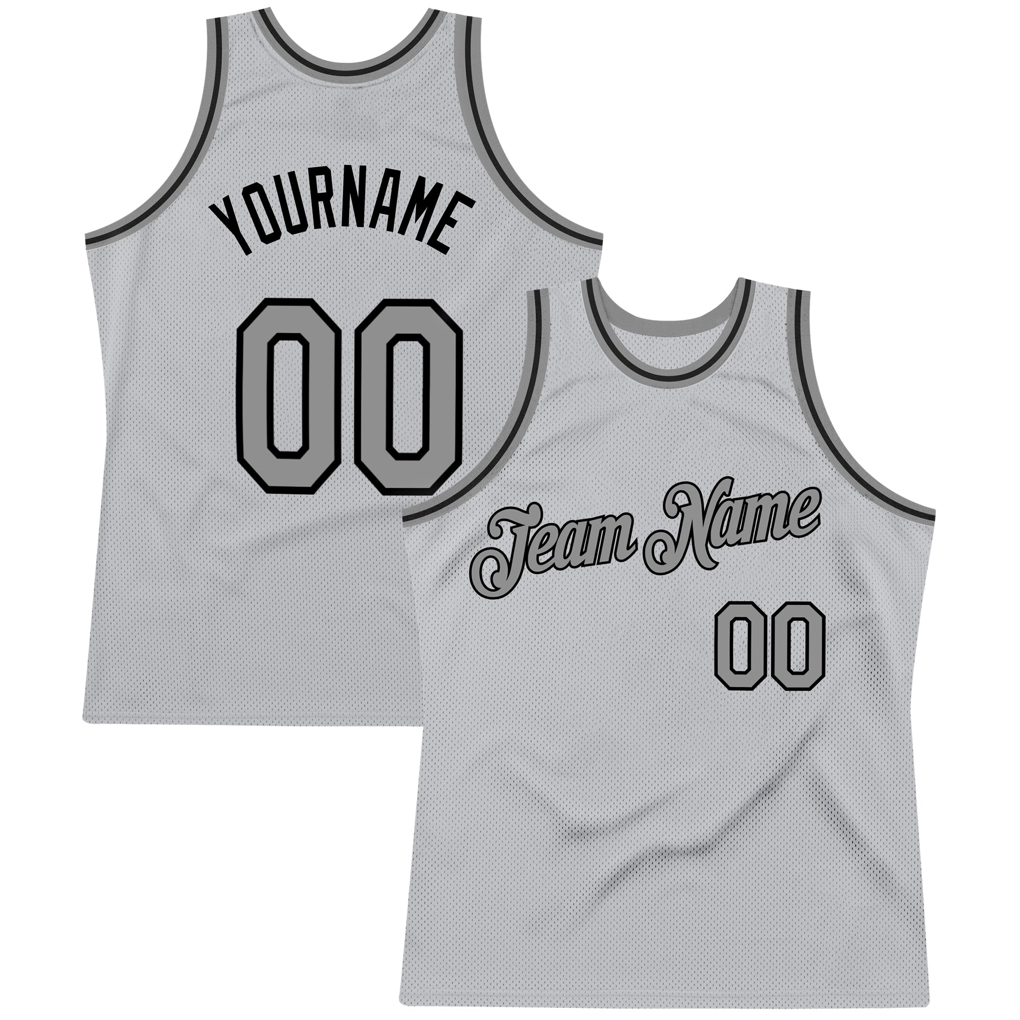 Custom Team Black Basketball Authentic Gray Throwback Jersey Dark Gray
