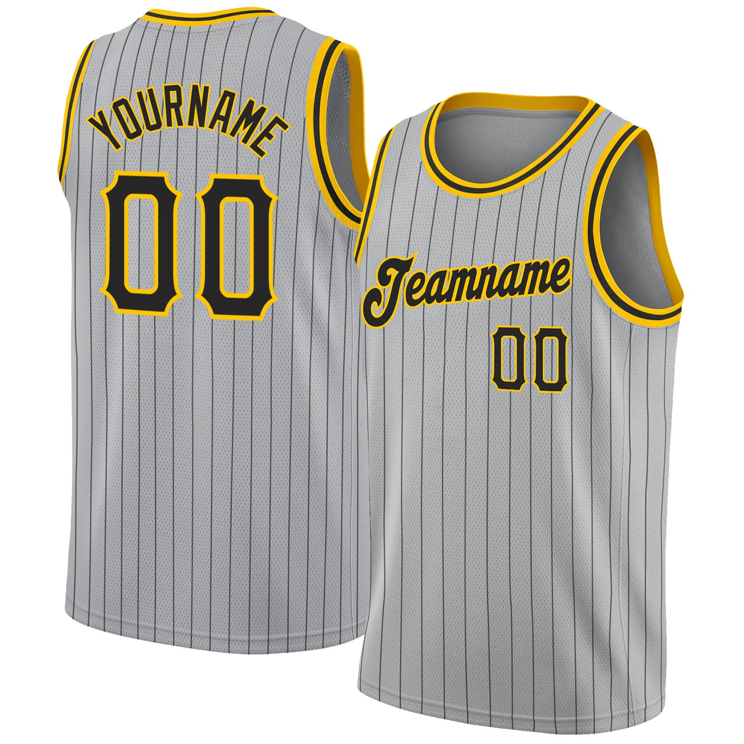 Cheap Custom Gray Black-Gold Authentic Throwback Basketball Jersey