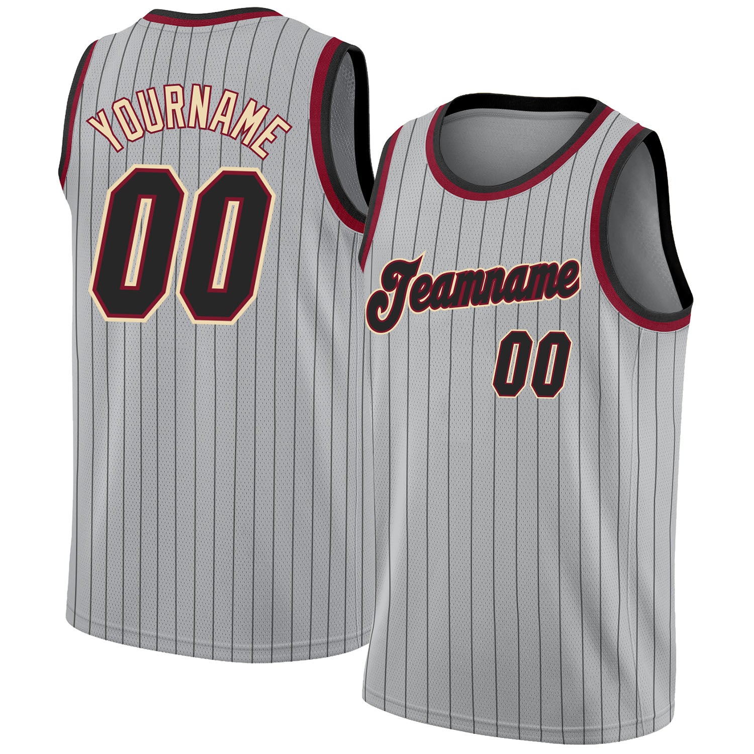 Custom Maroon White Pinstripe Black-White Authentic Basketball