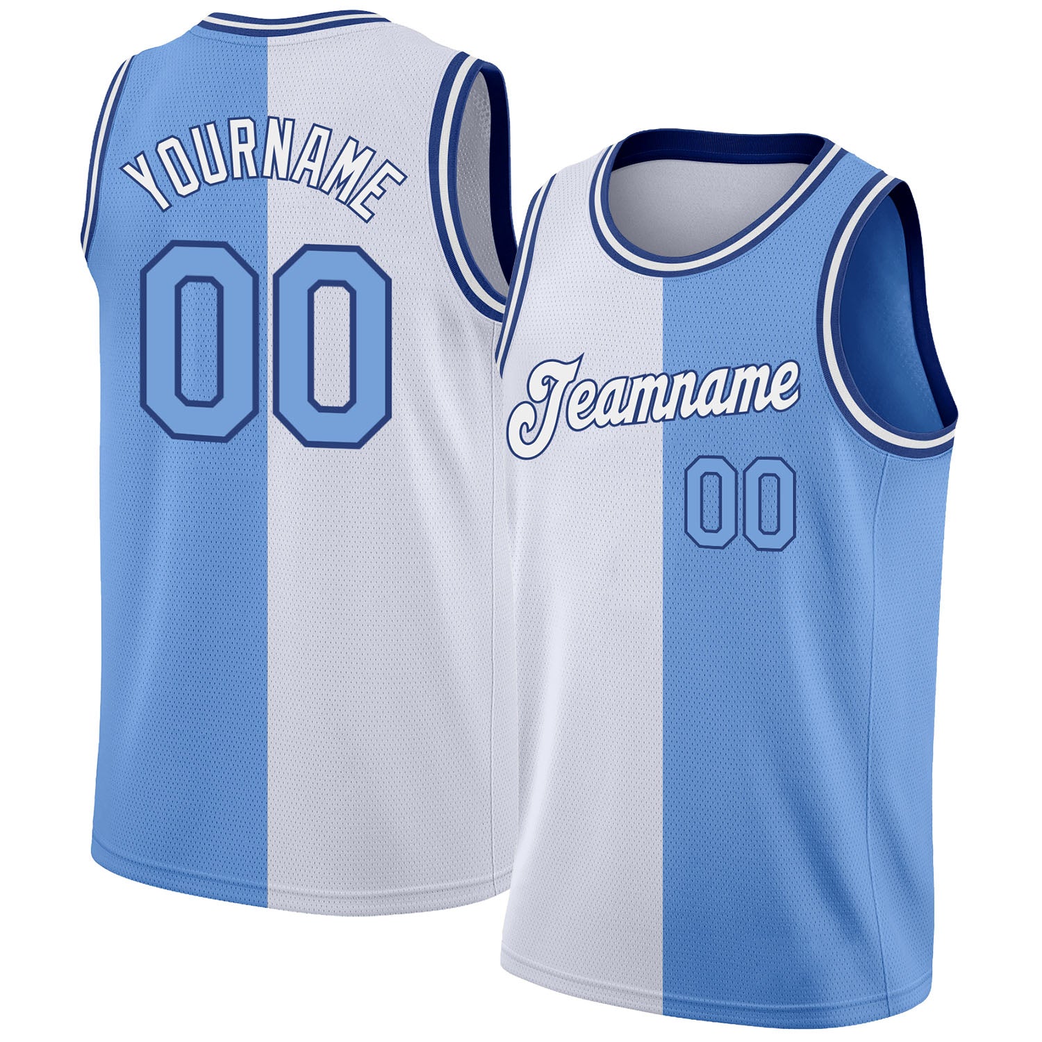 Custom Royal White-Light Blue Authentic Throwback Basketball