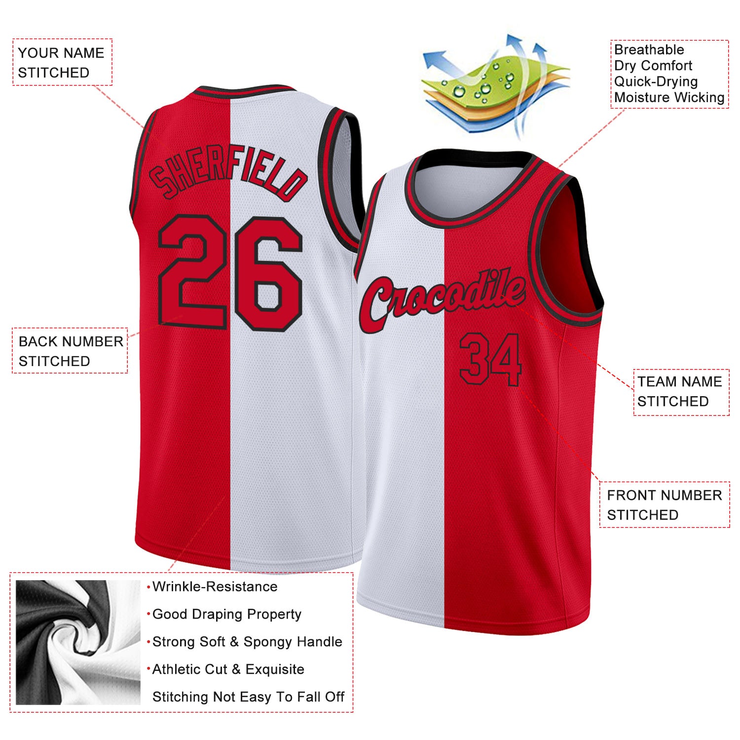 Custom White Red-Pink Classic Tops Style Mesh Sport Basketball Jersey