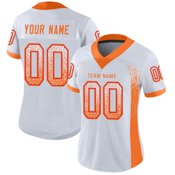 Custom White Orange-Red Mesh Drift Fashion Football Jersey