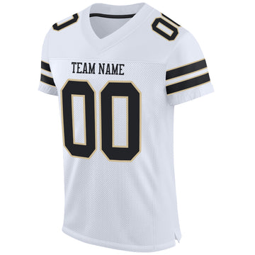 Custom White Black-Vegas Gold Mesh Authentic Football Jersey