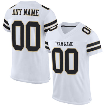 Custom White Black-Vegas Gold Mesh Authentic Football Jersey