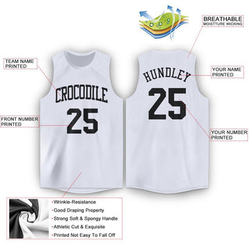 Custom White Black Round Neck Basketball Jersey