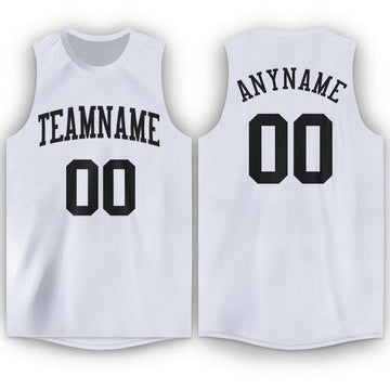 Custom White Black Round Neck Basketball Jersey