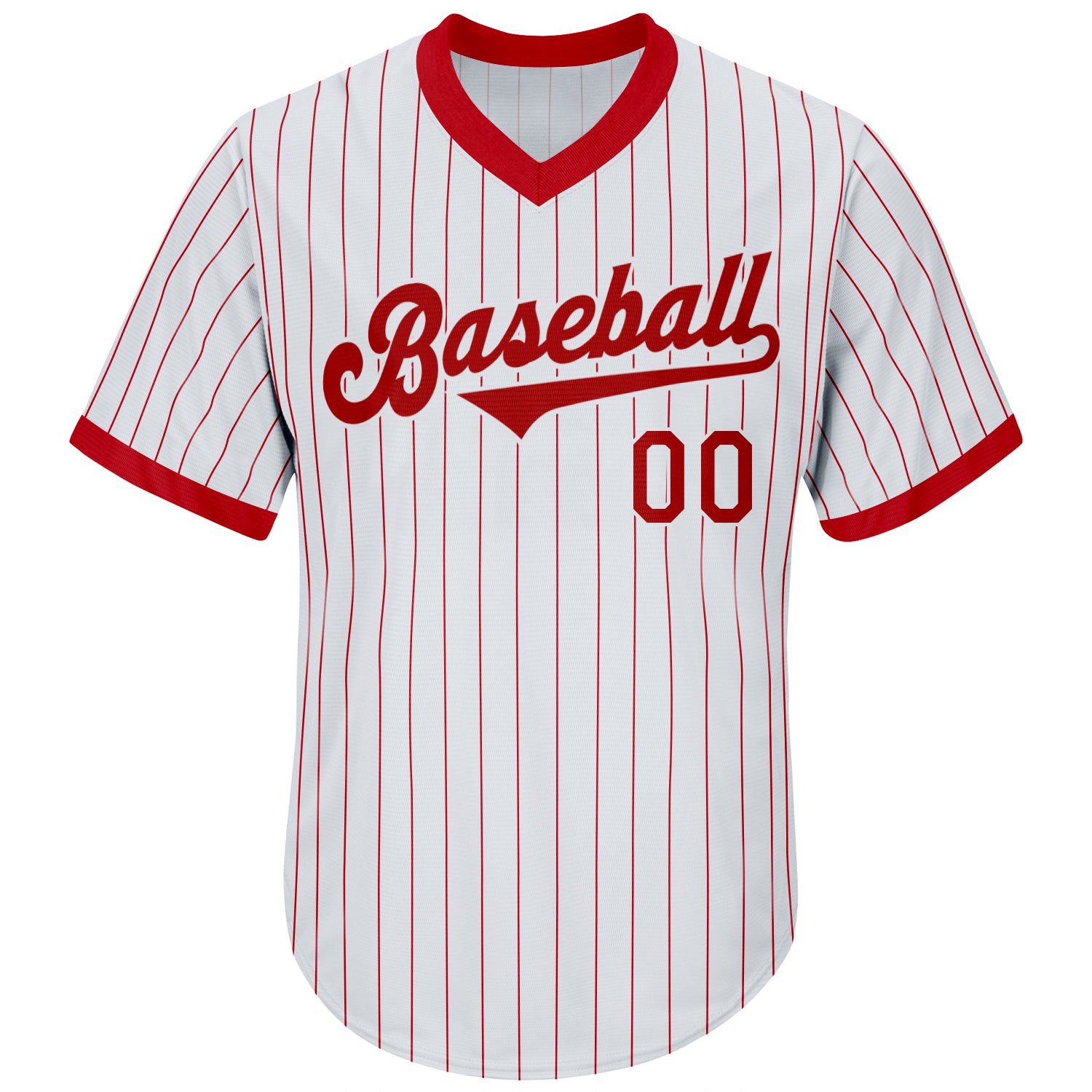 White Baseball Jersey With Red Stripe SVG PNG JPG Baseball 
