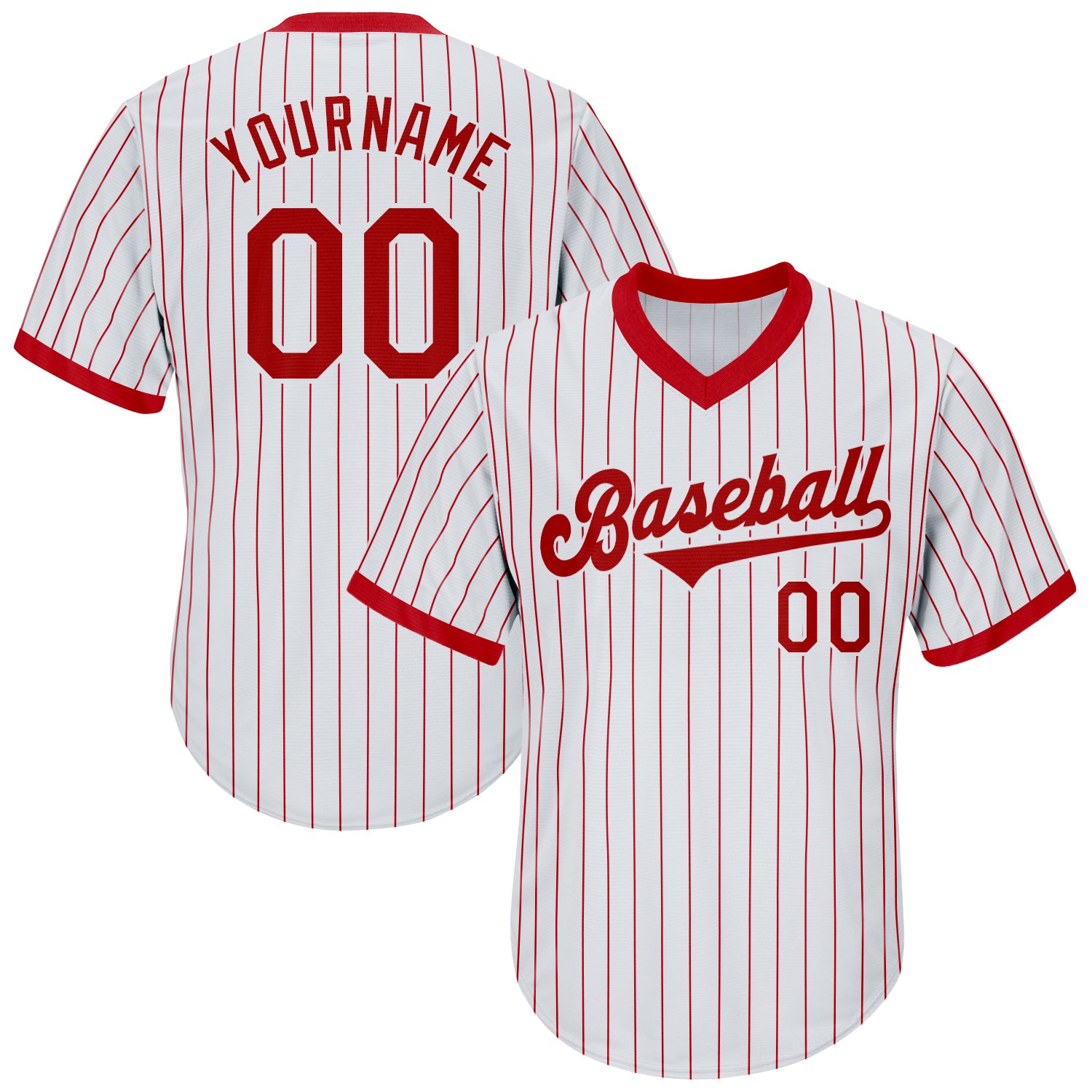 Custom Team White Baseball Authentic White Red Strip Throwback Jersey Shirt  Red