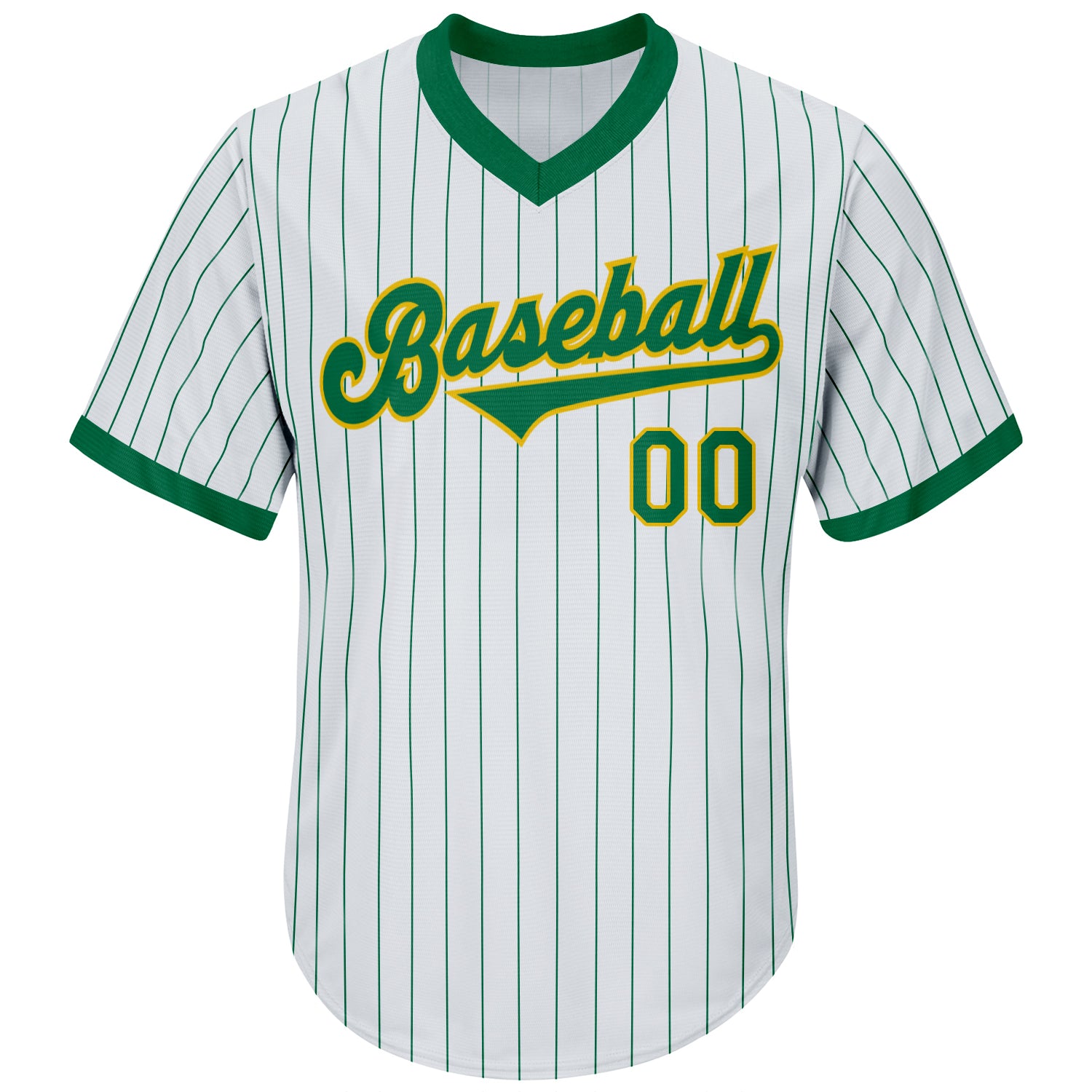 Cheap Custom Gray Green Pinstripe Green-Gold Authentic Baseball