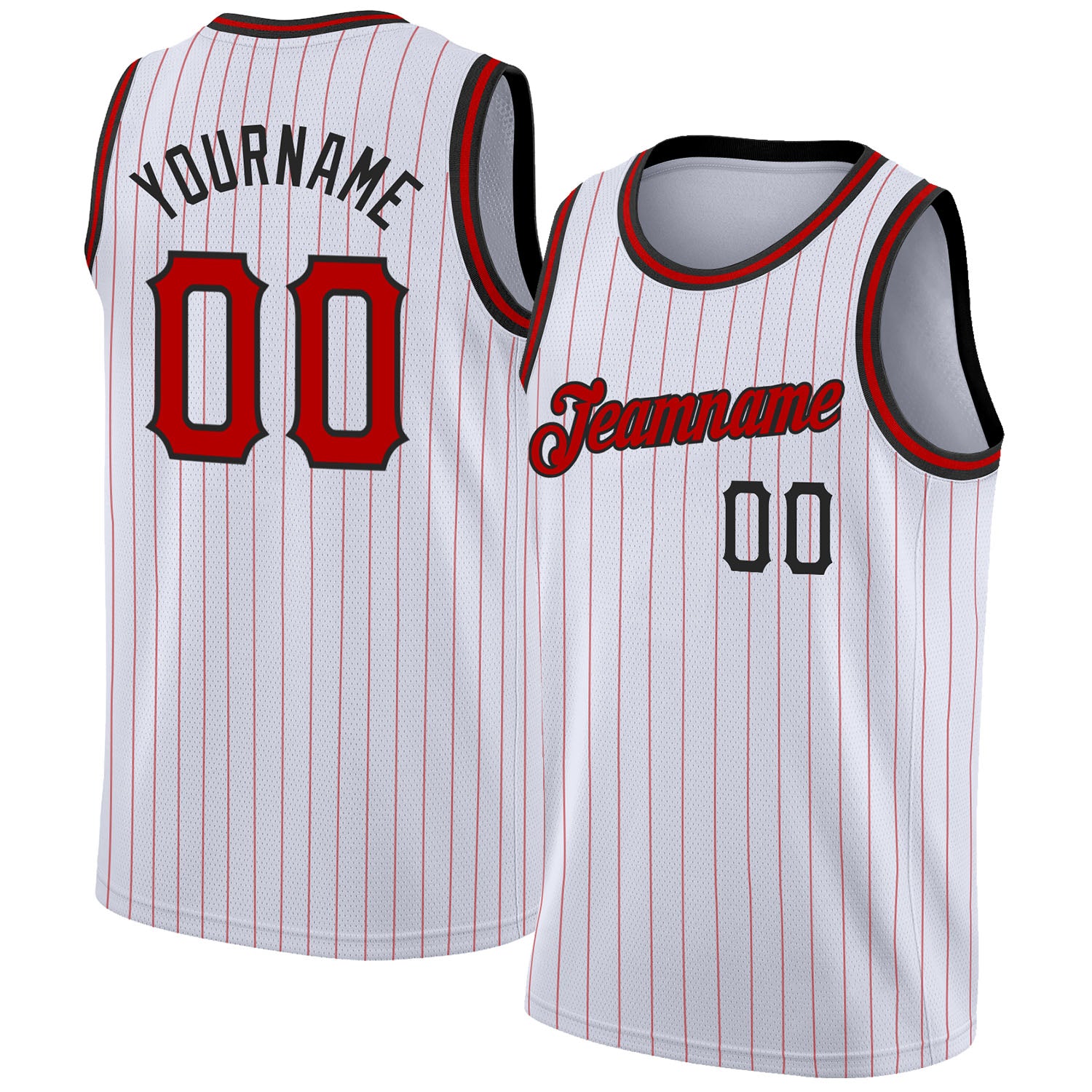 Custom White Red Pinstripe Red-Black Authentic Basketball Jersey Discount