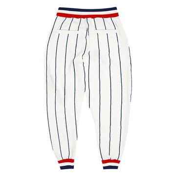 Custom White Navy Pinstripe Navy-Red Sports Pants